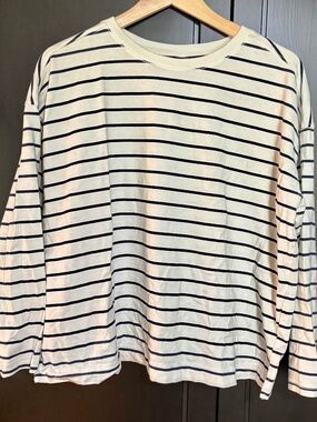 Old Navy Long-Sleeve Vintage Loose Striped Easy T-Shirt, Size XL